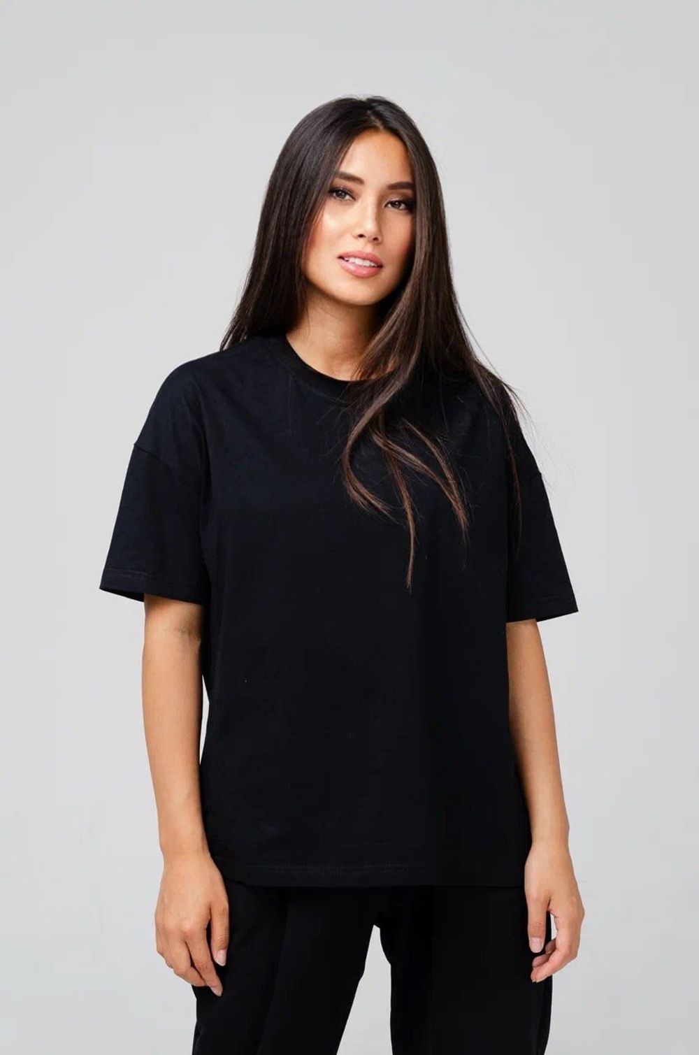 Классика Ж футболка оверсайз (черный) Lena Basco (Акция)
