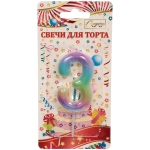 Свеча для торта Цифра Радуга «3» 6*4 см