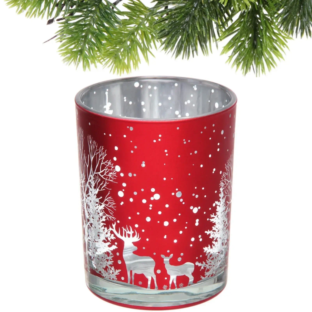 Подсвечник «Зимнее сияние» 10*12,5 см, Красный