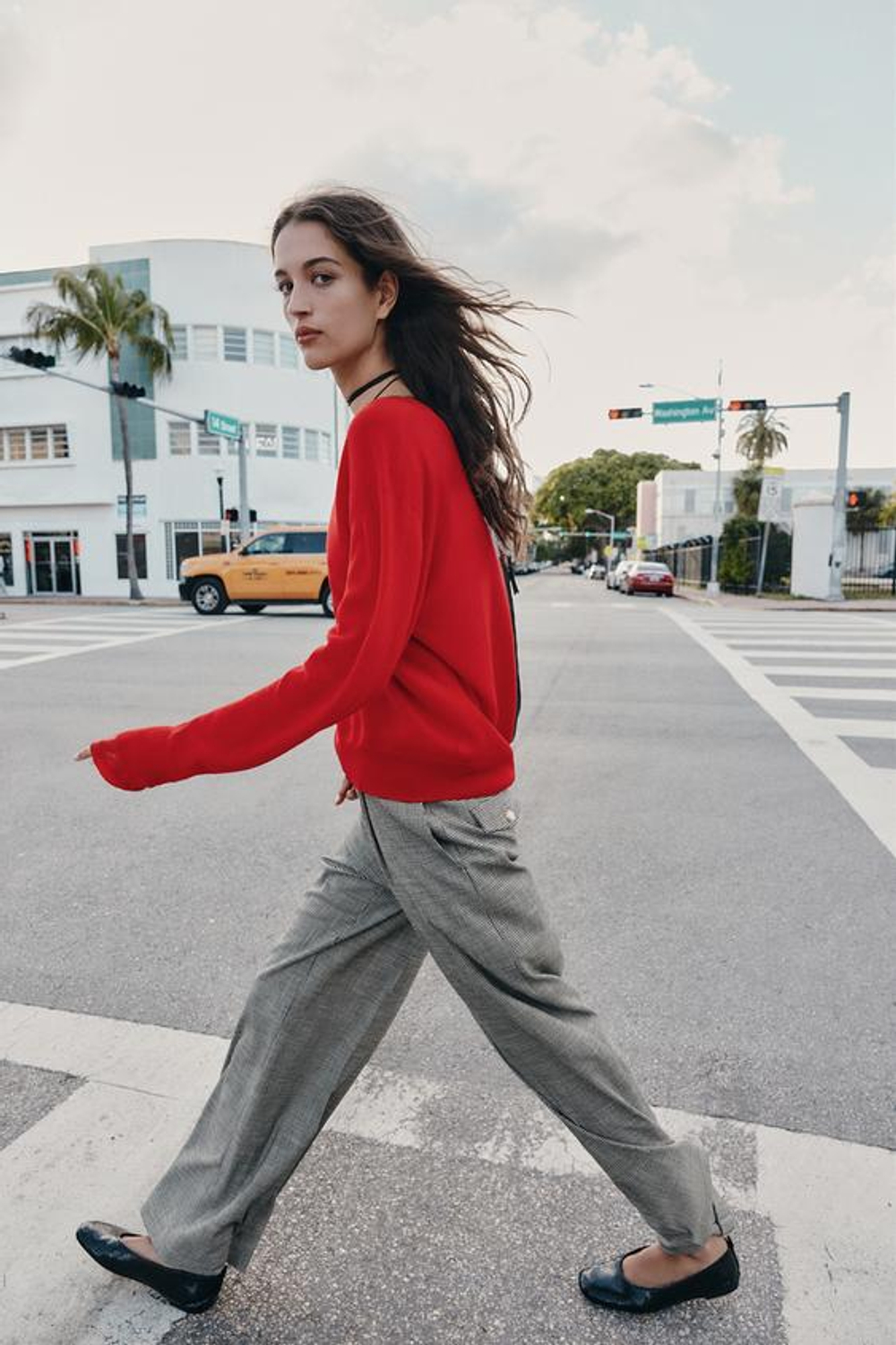 ZARA ШИРОКИЕ БРЮКИ «ГУСИНАЯ ЛАПКА», ЧЕРНЫЙ/ЭКРЮ