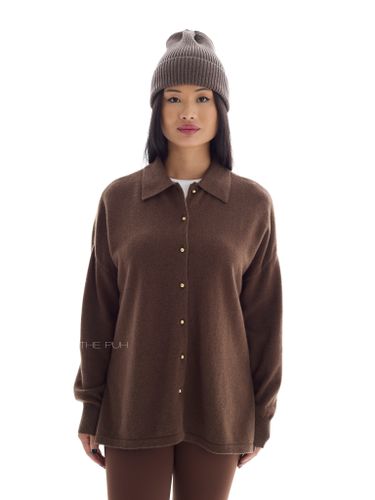 Шоколадная шерстяная рубашка на пуговицах