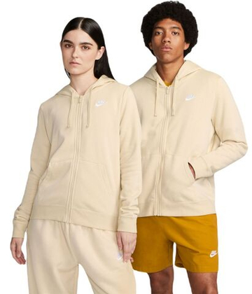 Женская теннисная куртка Nike Sportswear Club Fleece Full Zip - sanddrift/white