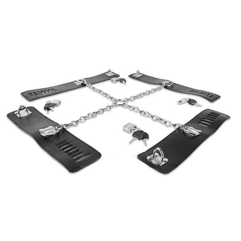 Система фиксации для рук и ног с навесными замочками (Цвет: черный)