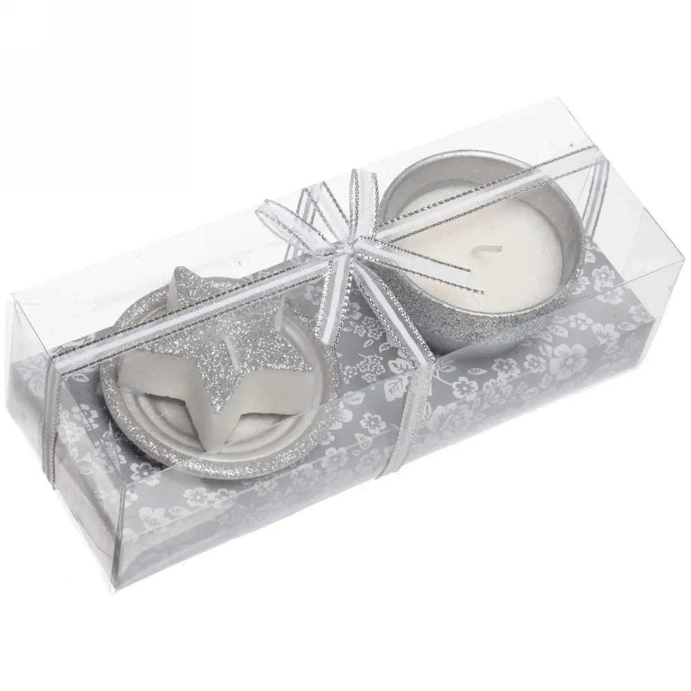 Свечи новогодние «Новогодний праздник» 22x8.3x7 см, серебро