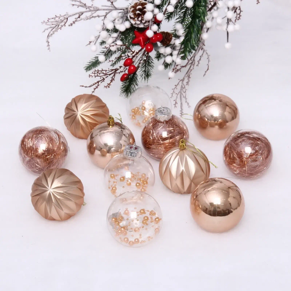 Набор шаров 8 см «Волшебство» (в наборе 12 шт), Шампань