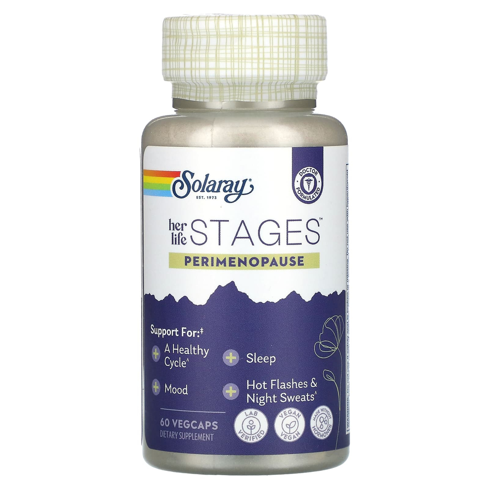 Solaray, Her Life Этажи, Perimenopuase, 60 растительных капсул