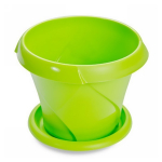Кашпо для цветов пластиковое 2,8л d-21,5см «Флориана» с поддоном салатовый С386САЛ