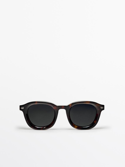 Massimo Dutti Солнцезащитные очки в круглой оправе под черепаху, коричневый