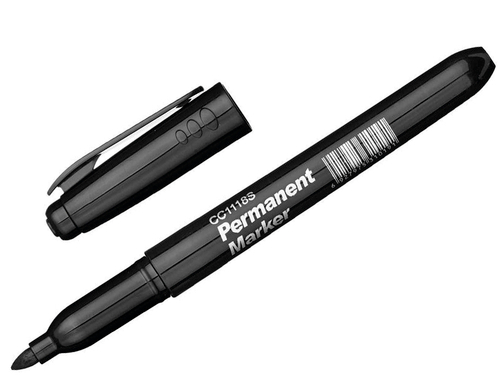 Маркер перманентный,пулевидный,наконечник 3мм черный (13-0-050)