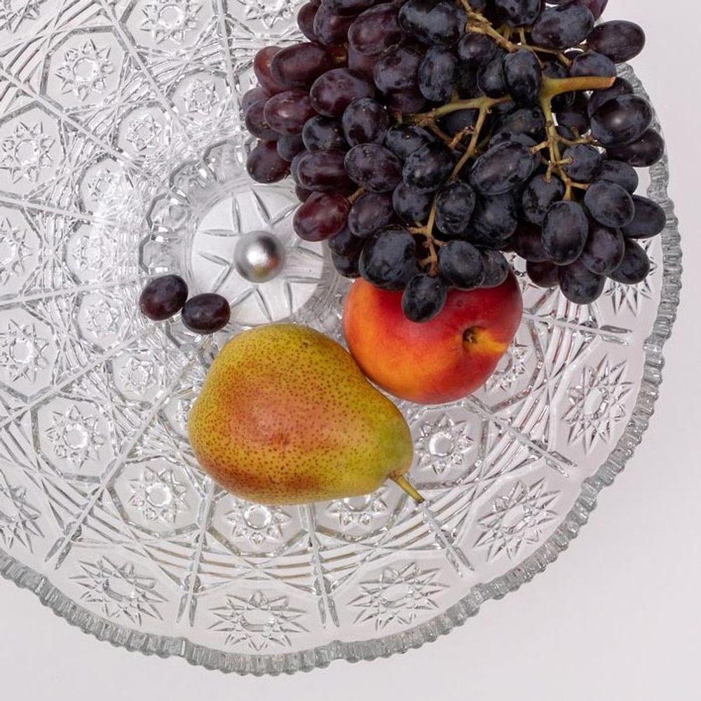 Фруктовница-конфетница Орхидея Лелия со стеклянной чашей 7373 Серебро