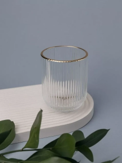 Набор ребристых стаканов для воды, 6 шт. с золотой каймой