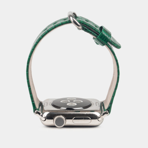 Ремешок для Apple Watch 44/45/46 mm из кожи ящерицы, зеленого цвета