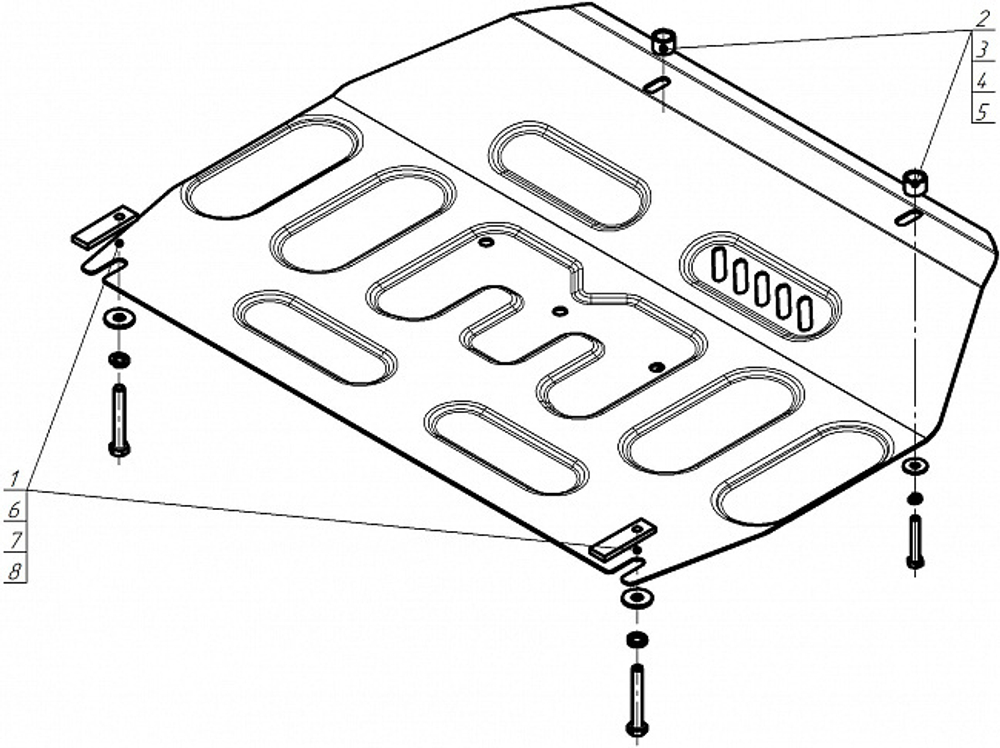 Защита картера двигателя, КПП. 2 мм, Сталь. для Hyundai Tucson 2004-2010, Motodor.70917
