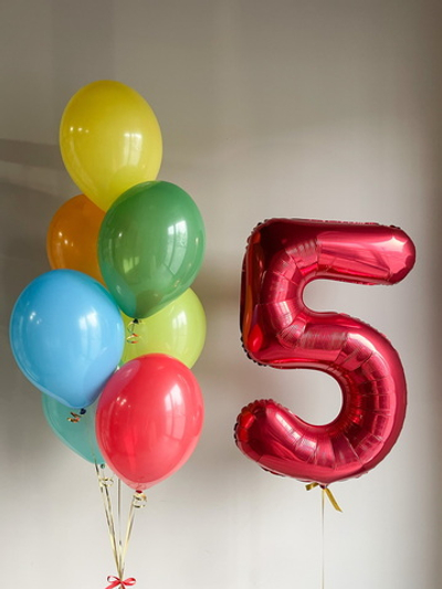 Сет №407 Цифра метровая + фонтан 7 однотонных шаров