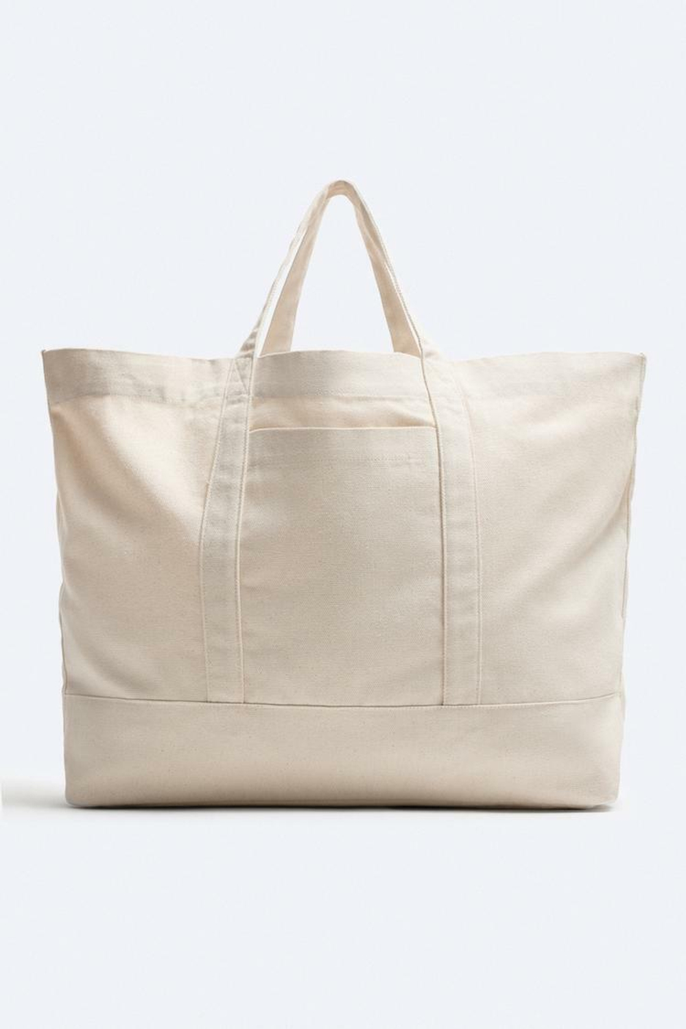 ZARA ХОЛЩОВАЯ СУМКА-ШОПЕР, БЕЛЫЙ ЭКРЮ