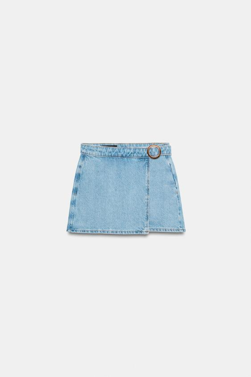 ZARA ДЖИНСОВЫЕ ЮБКА-ШОРТЫ Z1975 С ПРЯЖКОЙ, ГОЛУБОЙ