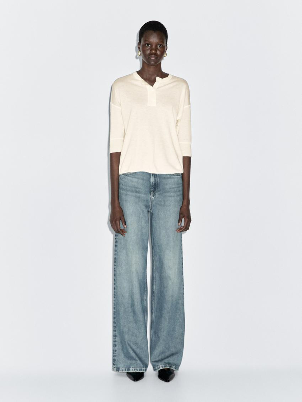 Massimo Dutti Свитер из смесовой шерсти, кремовый