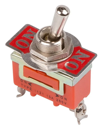 Клавиша-тумблер металлический 12v, 15А 250V (3c) ON-ON однополюсный REXANT 364111