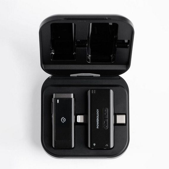 Беспроводной микрофон Powerology MFI Dual Connector Wireless Lavalier Microphone x1 Mic 1000mAh (PWMICBK) Black