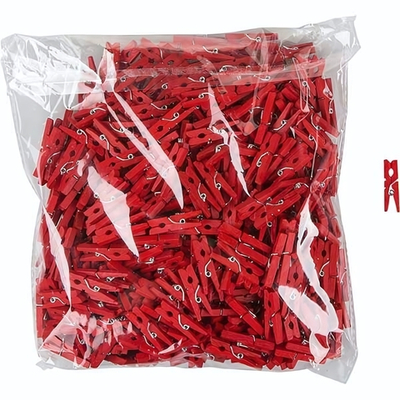 Прищепки-мини д/бокала[500шт];сосна;,L=30,B=8мм;красный (Цвет: красный)