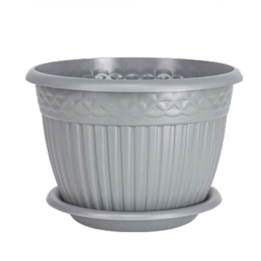 Кашпо "Византия" (3л.) с блюдцем Цв. Серый жемчуг