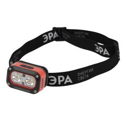 Фонарь налобный светодиодный ЭРА GA-812 Orange аккумуляторный 3+3 Bт сенсорное управление 5 режимов USB type C | Налобные фонари