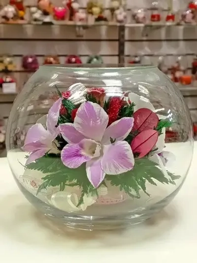 натуральные цветы в стекле, вакуум