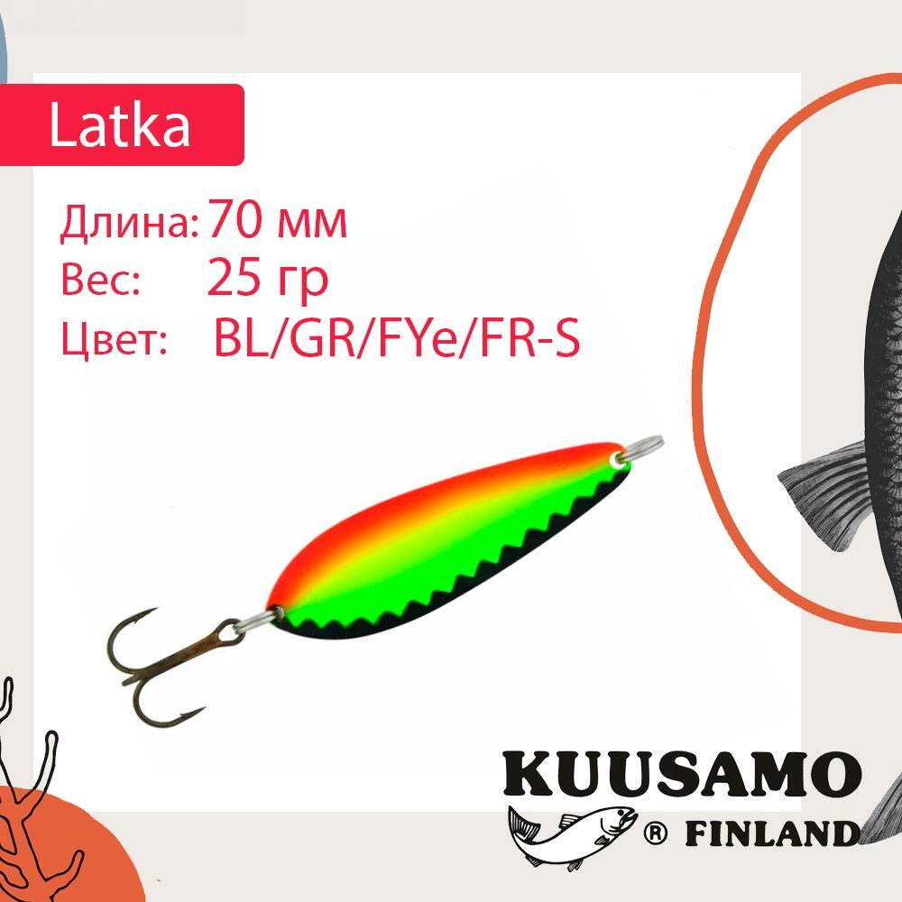 Блесна колебалка Kuusamo Latka 70/14 BLU/R-S