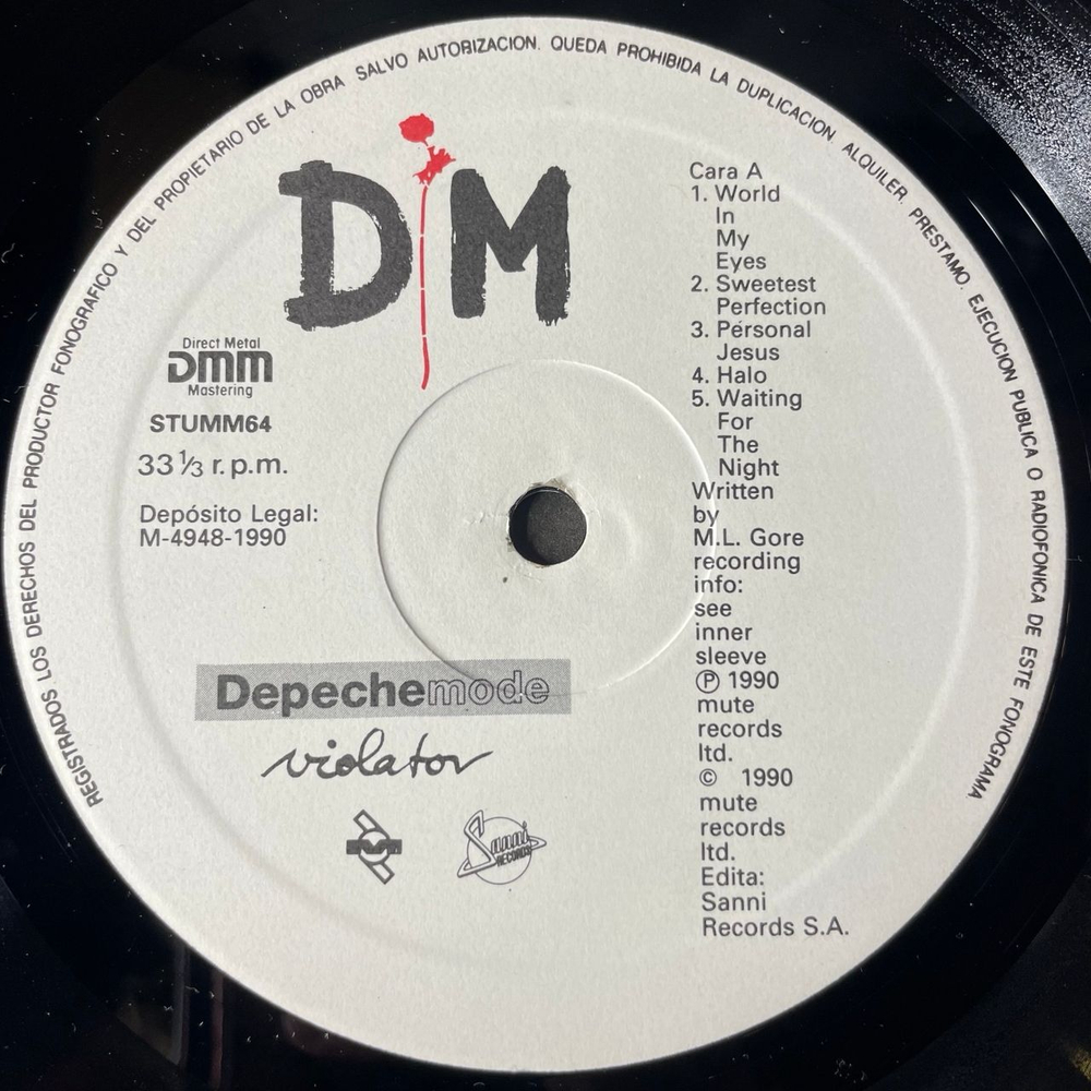 Винтажная виниловая пластинка LP Depeche Mode Violator (Испания 1990)