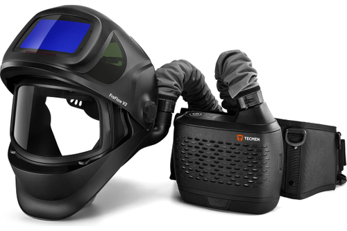 Сварочная маска с автоматическим светофильтром и подачей воздуха Tecmen TM1000 черная с PAPR