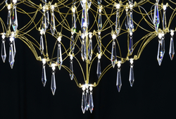 Подвесная люстра светодиодная с пультом и хрустальными подвесками Asfour MyFar Allegria MR2643-66P-76AP