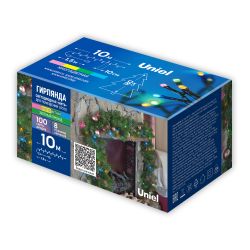 ULD-S1000-100-DGA MULTI-2 IP20 Гирлянда светодиодная. 10м. 100 светодиодов. Голубой. желтый. зеленый. розовый свет. Провод зеленый. ТМ Uniel