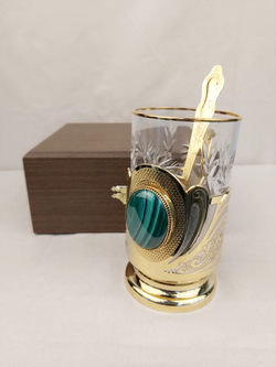 Чайный набор с ложечкой "Малахит" №4