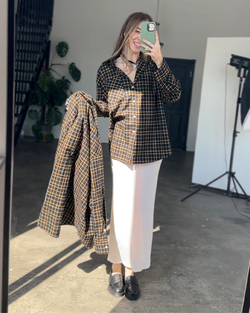 Черная рубашка в клетку с кашемиром