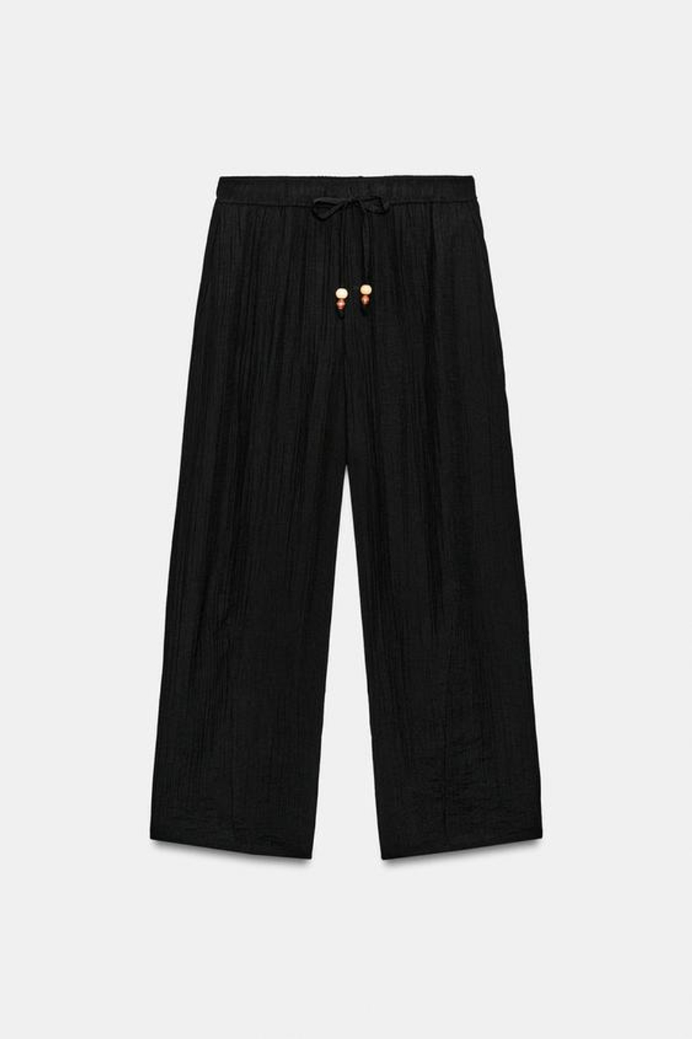 ZARA БРЮКИ BARREL В СЕЛЬСКОМ СТИЛЕ, ЧЕРНЫЙ