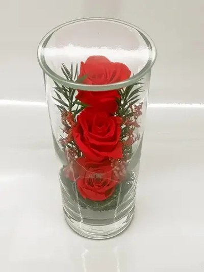 натуральные кустовые розы в стекле, вакуум*