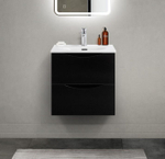 Тумба с раковиной подвесная BelBagno MARINO-CER-MINI-500-2C-SO-NL-P Nero Lucido, раковина белая BB-8099-3-50