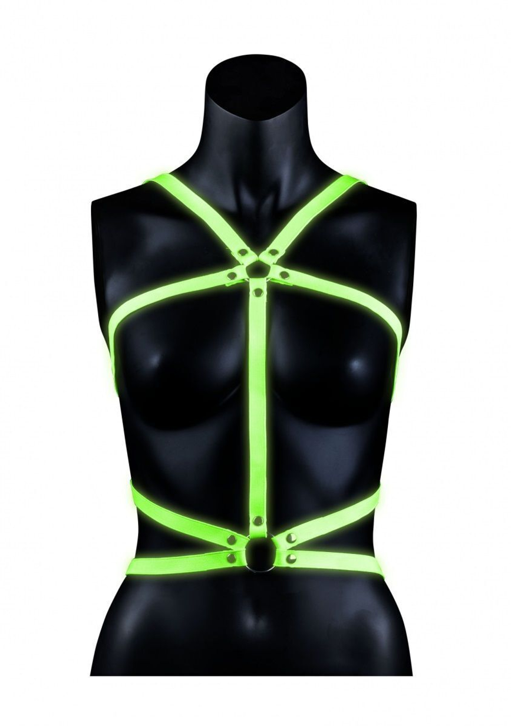 Портупея Body Harness с неоновым эффектом - размер S-M (Размер: S-M) (Цвет: зеленый с черным)