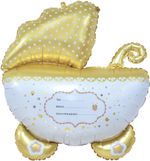 Шар (35''/89 см) Фигура, Коляска для малыша, Ванильное золото, 1 шт. в уп.