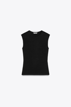 ZARA ТОП БЕЗ РУКАВОВ, ЧЕРНЫЙ