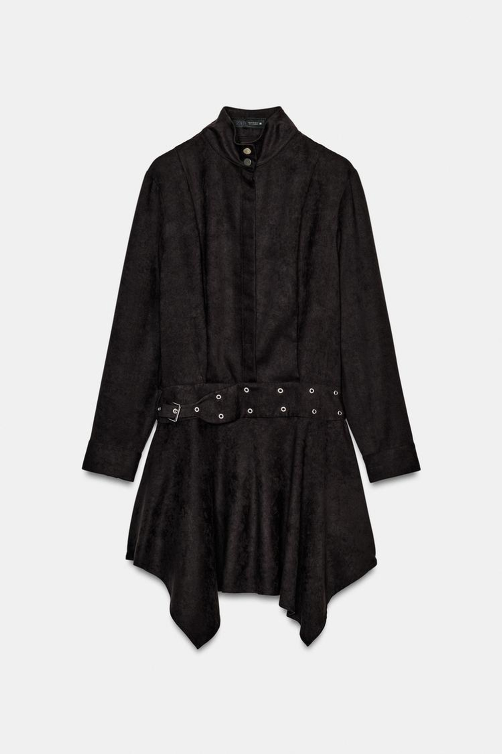 ZARA МИНИ-ПЛАТЬЕ ИЗ ИСКУССТВЕННОЙ ЗАМШИ С РЕМНЕМ, КОРИЧНЕВЫЙ