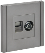 FORTE&PIANO Розетка двойная TV+RJ45 кат.5E FP536 сталь IEK