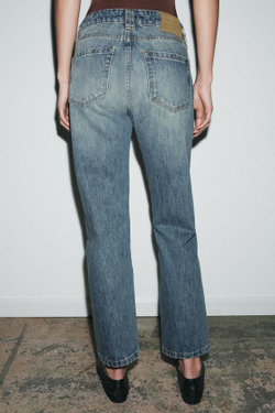 ZARA ДЖИНСЫ ZW COLLECTION CIGARRETE СО СРЕДНЕЙ ПОСАДКОЙ, ВЫЦВЕТШИЙ СИНИЙ