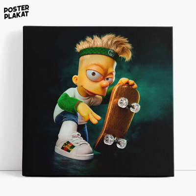 Картина Симпсон / The Simpsons в Gucci, холст с печатью на подрамнике, интерьерная, Постер Плакат