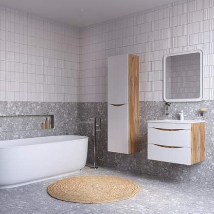 Тумба с умывальником IDDIS Cloud, подвесная, 60 см, белая/золотистый дуб, CLO60Y0i95K