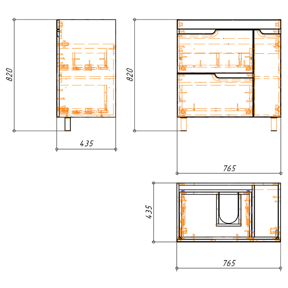 Комплект Тумба Azario KANTRI 80/2Н 800х460х870 напольная, с раковиной Фостер 80, белый глянец (CS00097254)