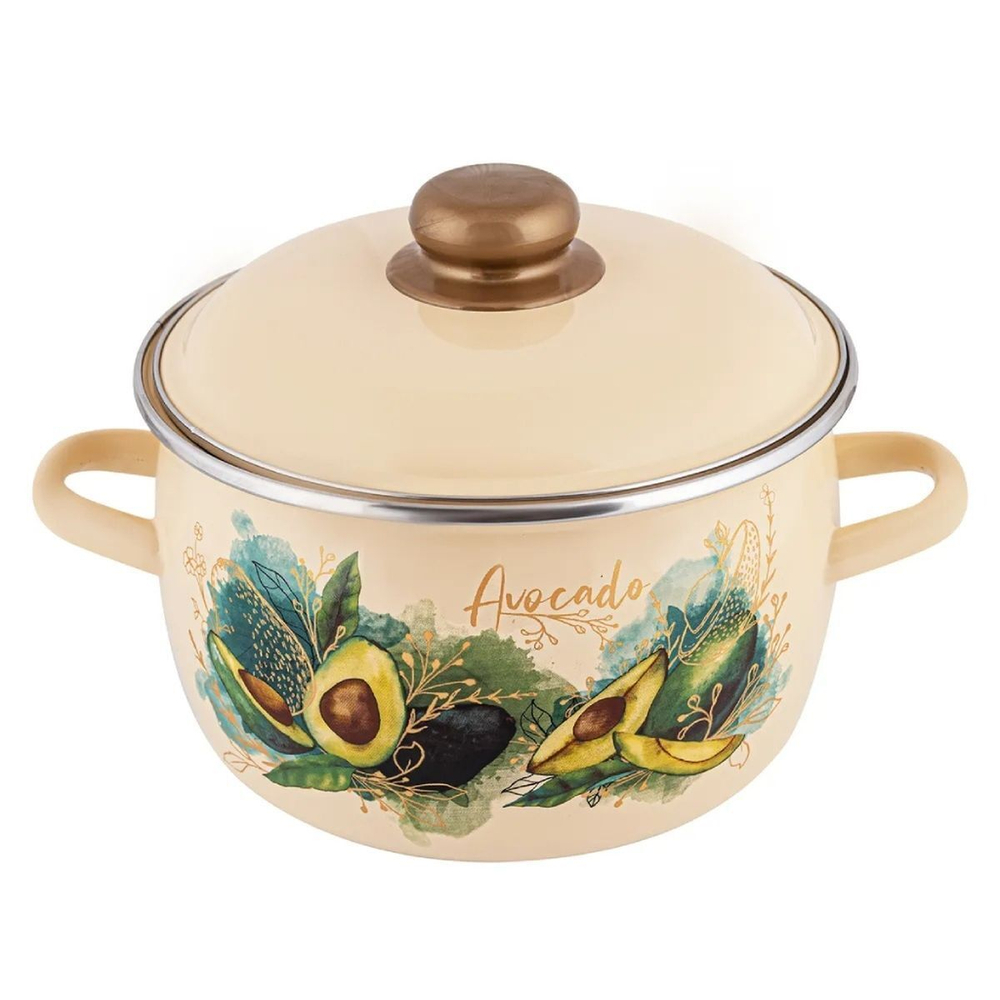 Кастрюля сталь, эмал, 3 л, крышка сталь, Appetite, Avocado, 1MC181P