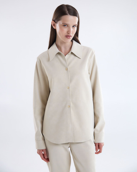 Рубашка из искусственной замши молочный