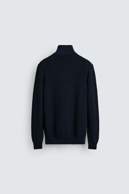 ZARA ДЖЕМПЕР ИЗ ЖЕМЧУЖНОГО ТРИКОТАЖА С МОЛНИЕЙ, МОРСКОЙ СИНИЙ