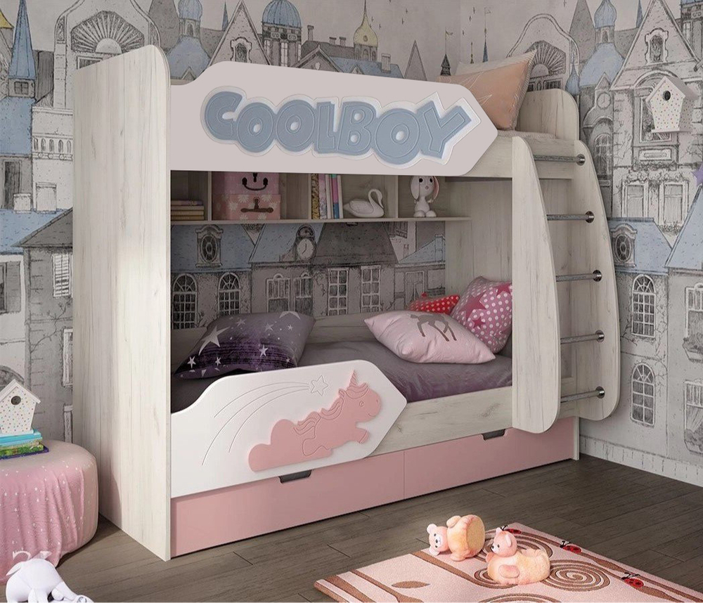 Детская 3Д Кровать двухъярусная ДН-84 правое исполнение